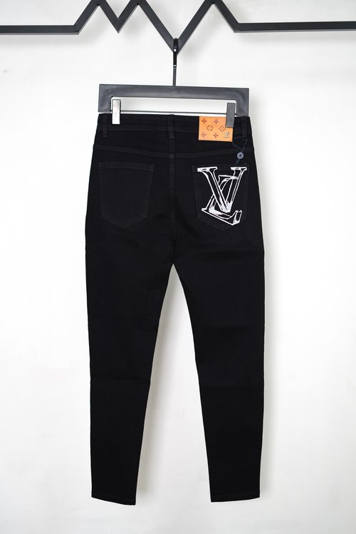 Louis Vuitton Logo Print Straight Leg Denim Jeans with Smooth Texture