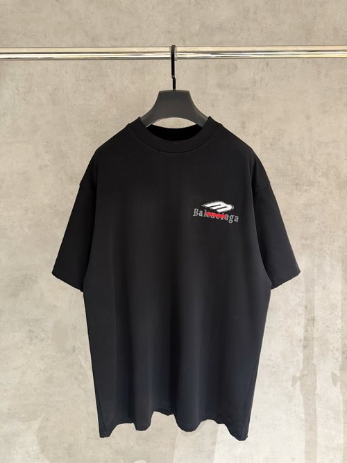 Balenciaga Embroidered Short-Sleeve T-Shirt with Custom Fabric