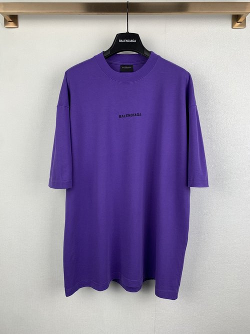 Balenciaga Letter Logo Embroidered Round Neck T-Shirt