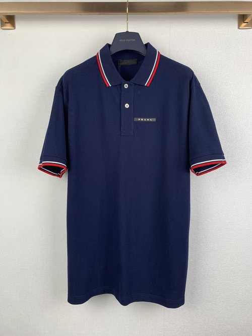 Prada Breathable Bead Mesh Short Sleeve Polo Shirt