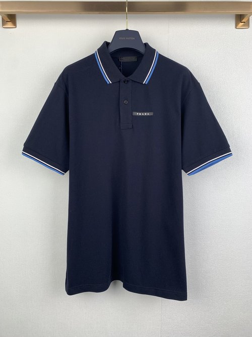 Prada Breathable Bead Mesh Short Sleeve Polo Shirt