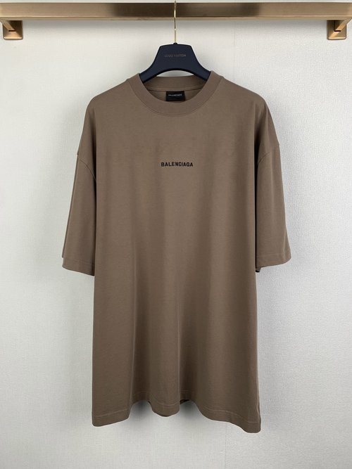 Balenciaga Organic Cotton Logo Embroidered Short Sleeve T-Shirt