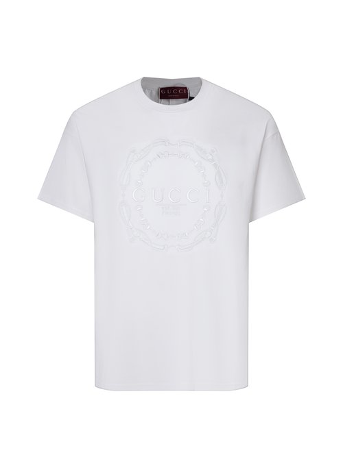 Gucci Logo Embroidery T-shirt in White