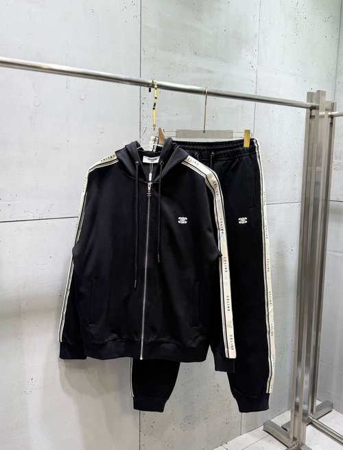 Celine New Casual Sportswear Set with Striped Ribbon Embroidery