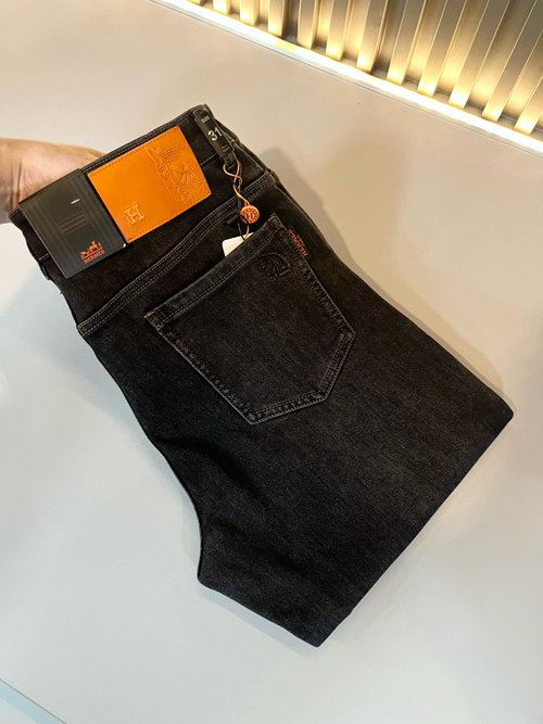 Hermes Premium Denim Straight-Leg Jeans with Logo