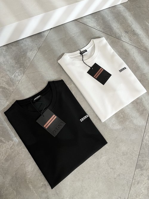 Zegna Classic Embroidered Logo Cotton Short Sleeve Shirt