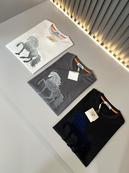 Hermes Luxury Cotton Short Sleeve Undershirt with Logo