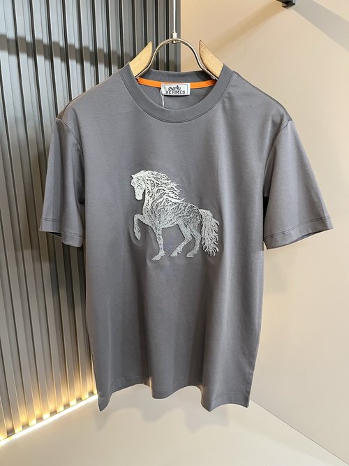 Hermes Luxury Cotton Short Sleeve Undershirt with Logo