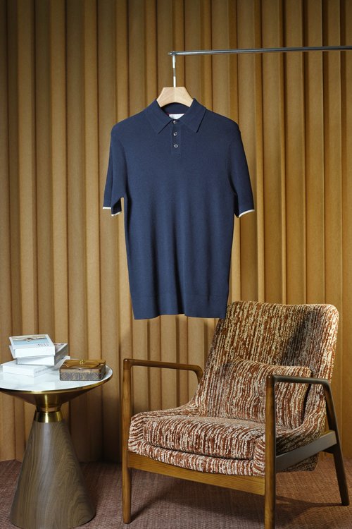 Brunello Cucinelli Luxurious Linen-Cotton Blend Knit Polo Shirt