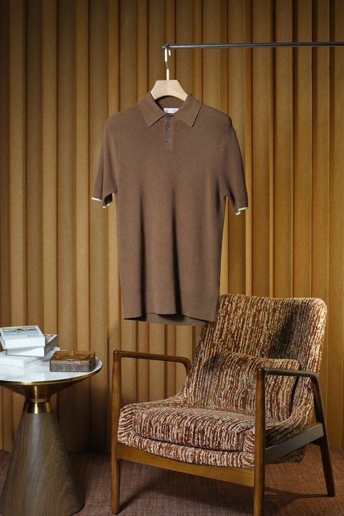 Brunello Cucinelli High-Quality Linen-Cotton Knit Short Sleeve Polo