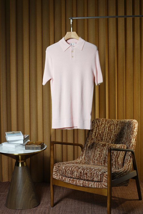 Brunello Cucinelli Original Yarn Blend Knitted Short Sleeve Shirt with Collar