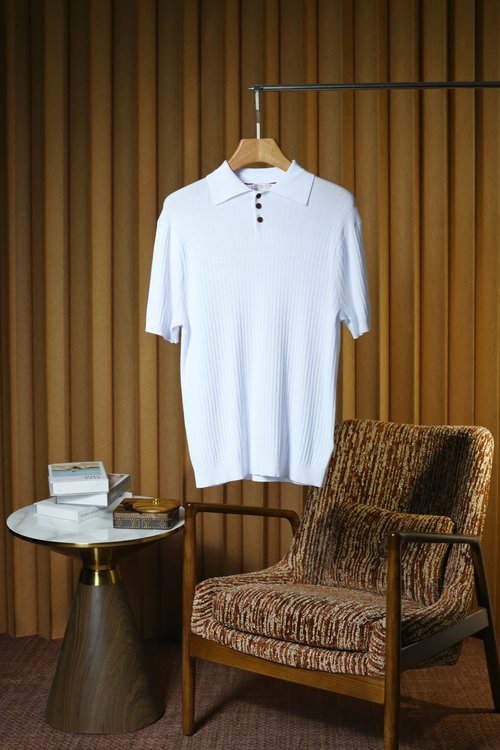 Fendi Elegant Knit Polo Shirt with Shell Buttons