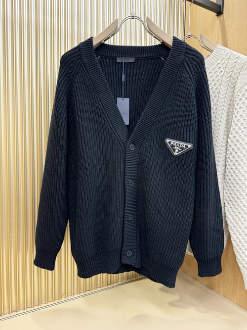 Prada Imported Wool Cardigan Sweater with Simple Design