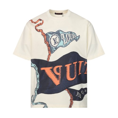 Louis Vuitton Custom Fabric Short Sleeve T-Shirt with Logo