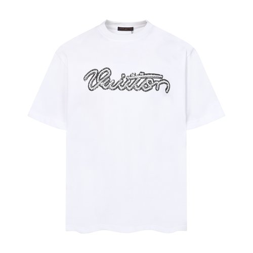 Louis Vuitton Custom Fabric Round Neck Short Sleeve T-Shirt