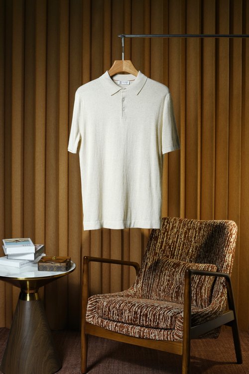 Brunello Cucinelli Italian Classic Style Linen-Cotton Blend Polo Shirt