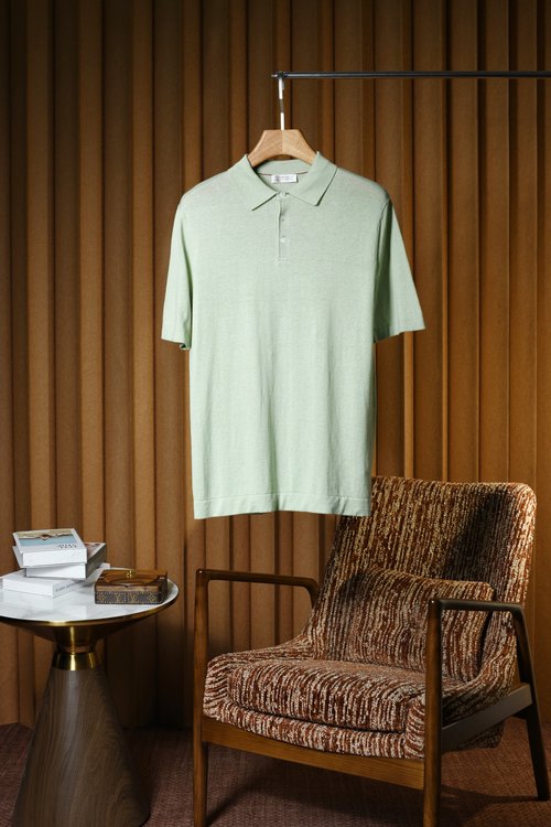 Brunello Cucinelli Elegant Italian Linen Cotton Knitted Polo Tee