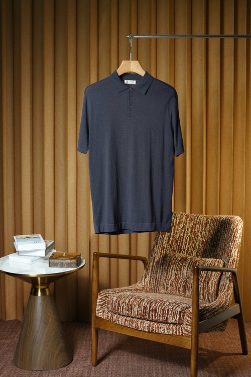 Brunello Cucinelli Timeless Italian Design Linen Cotton Polo Shirt