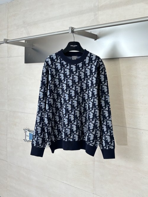 Dior Full-Print Jacquard Wool Blend Sweater