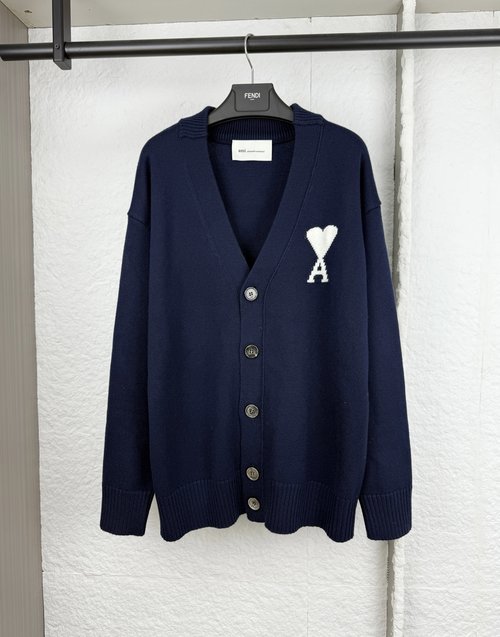 Ami Love Jacquard Knit Cardigan