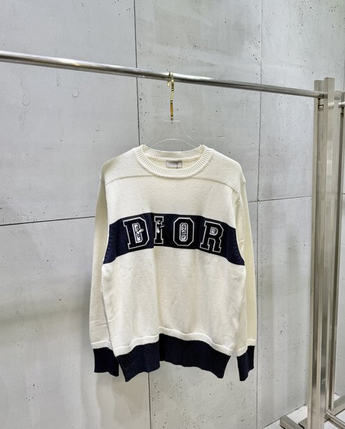 Dior Letter Logo Embroidered Round Neck Sweater
