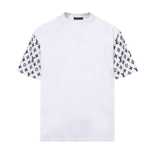 Louis Vuitton Custom Fabric Short Sleeve T-Shirt with Patch