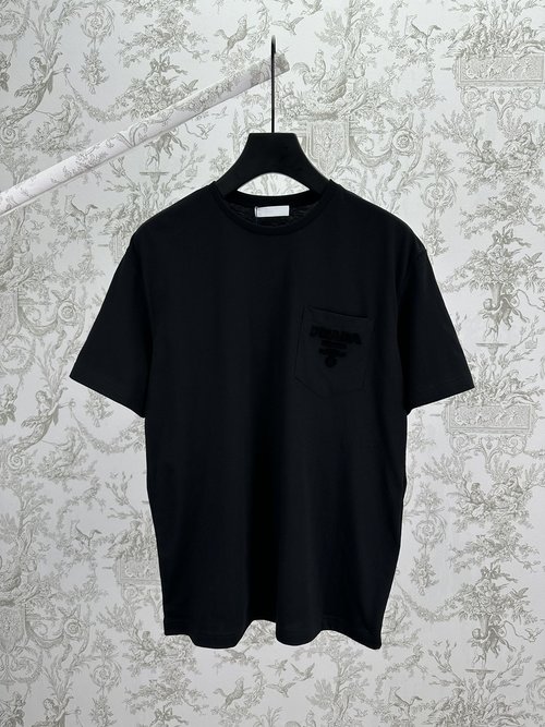 Prada Solid Color Loose T-shirt with Logo