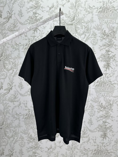Balenciaga Logo Button Short Sleeve Polo Shirt