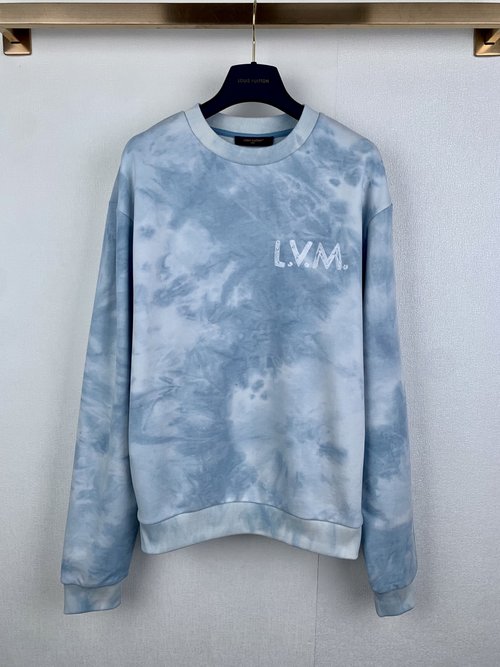 Louis Vuitton Tie-Dye Knit Hoodie with Embroidered Logo and Plush Texture