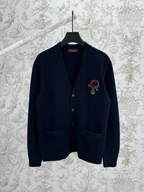 Gucci Stylish Embroidered Knit Wool Cardigan