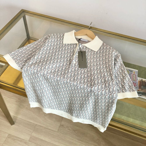Dior Obliquely Printed Cotton Polo Shirt with Mother-of-Pearl Buttons