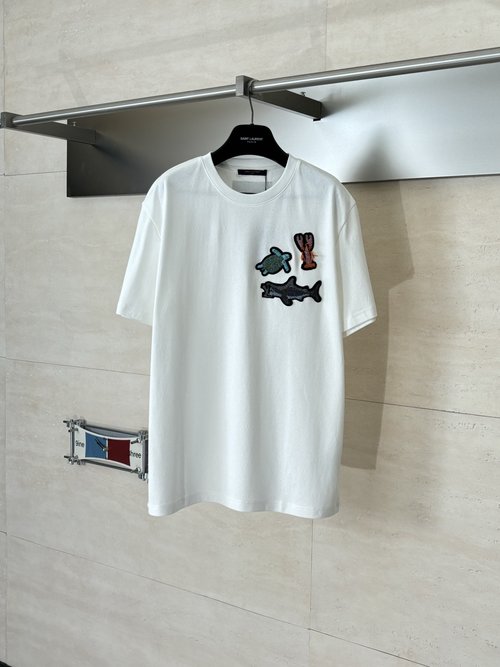 Louis Vuitton Monogram Jacquard Ocean Beaded Short-sleeve T-shirt