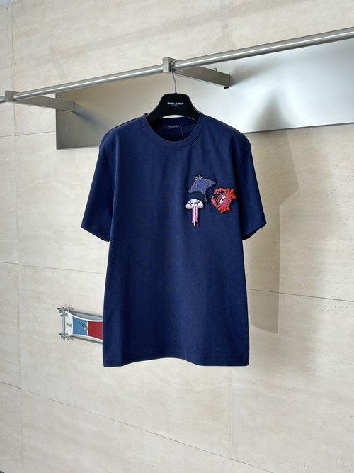 Louis Vuitton Monogram Jacquard Ocean Beaded Short-sleeve T-shirt