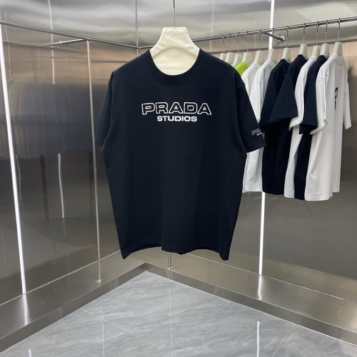 Prada Gradient Checkered Pattern Knitted T-shirt