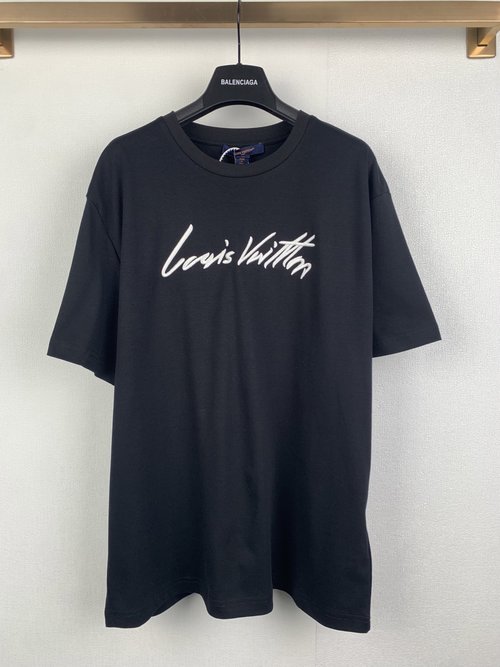 Louis Vuitton Handwritten Logo Cotton Short Sleeve T-Shirt