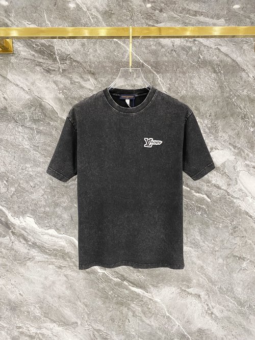 Louis Vuitton Vintage-washed T-shirt with Large Logo and Print