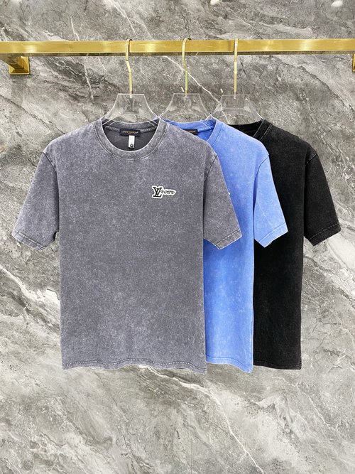 Louis Vuitton Vintage-washed T-shirt with Large Logo and Print