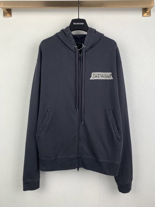 Balenciaga Oversized Screen Print Fleece Hoodie