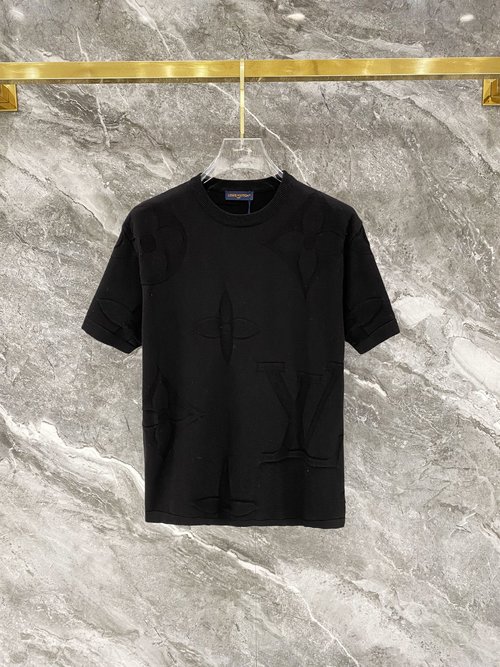 Louis Vuitton Embroidered Knit Round Neck Short Sleeve T-Shirt