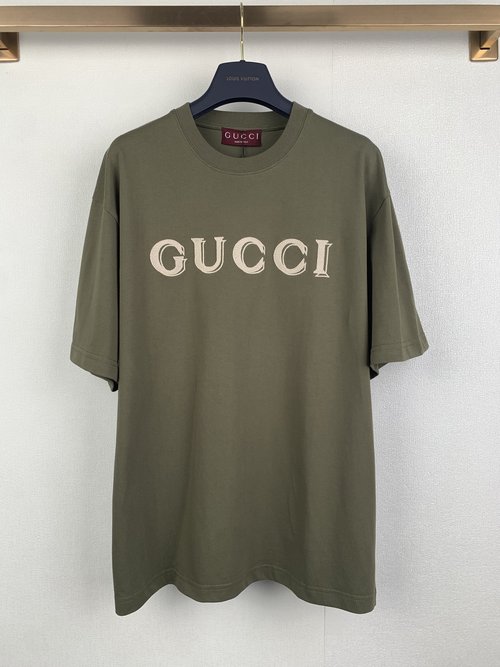 Gucci Embroidered Knit Cotton Short-sleeved T-shirt
