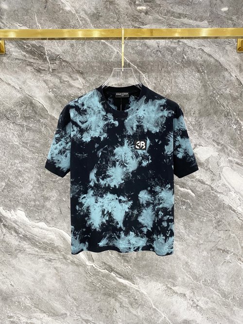 Balenciaga Combed Cotton Tie-dye Embroidered T-shirt