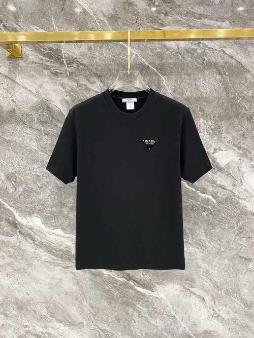 Prada 300g Embroidered Cotton Short Sleeve T-Shirt