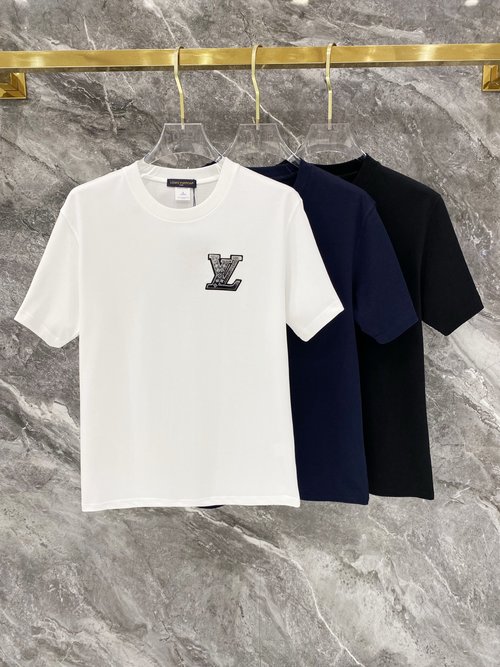 Louis Vuitton 300g Cotton Short Sleeve with Embroidered Logo