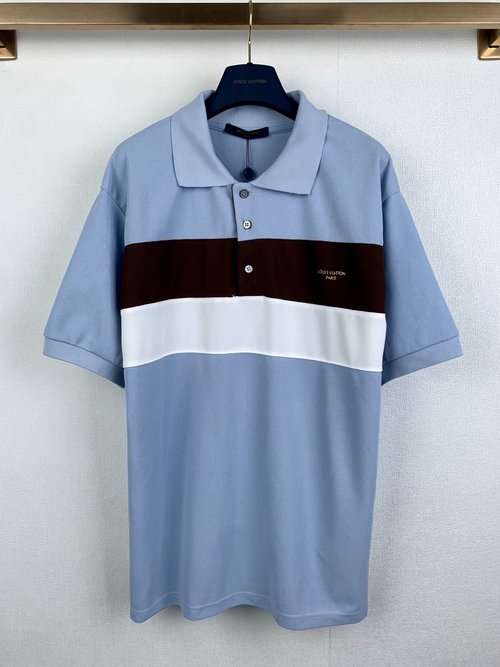 Louis Vuitton Logo Printed Short Sleeve Polo Shirt with Stripe