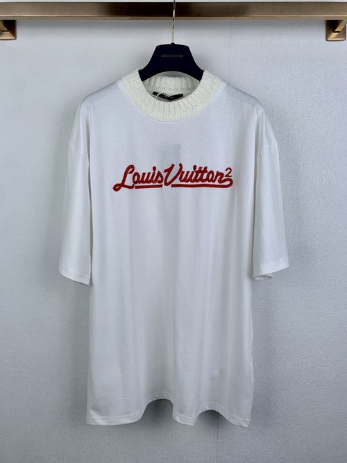 Louis Vuitton Classic Letter Embroidery Round Neck Short Sleeve T-Shirt