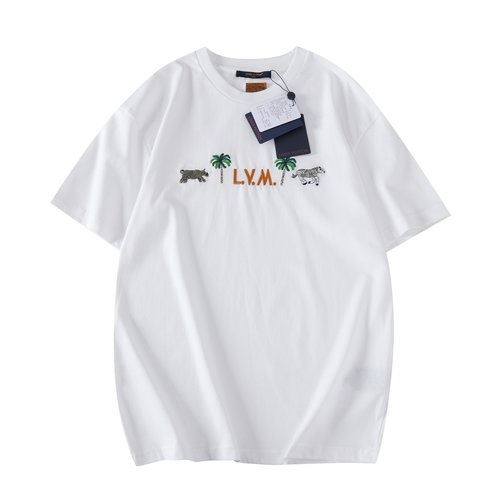 Louis Vuitton Cotton T-Shirt with Embroidered Palm Trees
