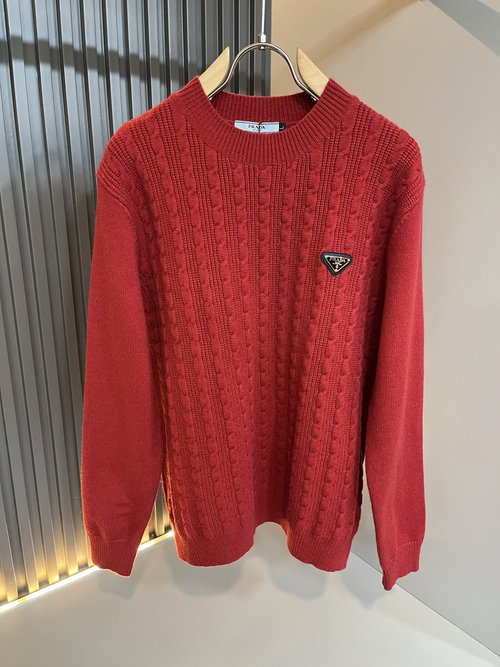 Prada Exclusive Knit Wool Sweater with Logo Badge