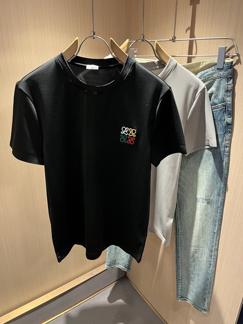 Loewe Cotton T-Shirt with Logo Embroidery