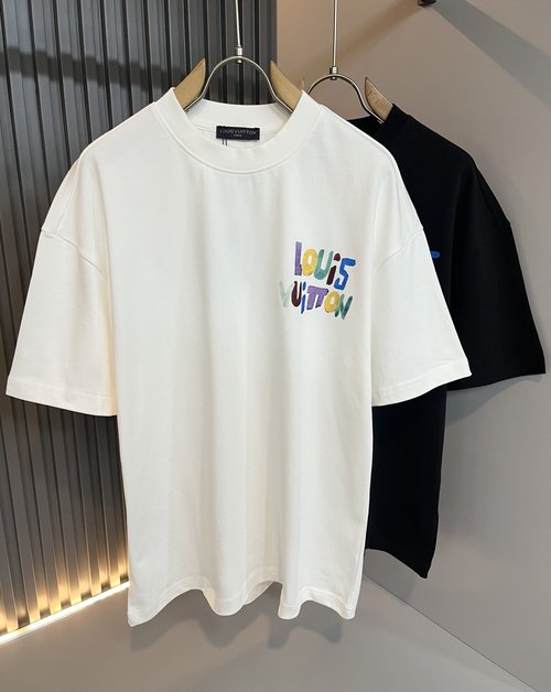 Louis Vuitton Stylish Logo-Printed Cotton Short-Sleeve T-Shirt