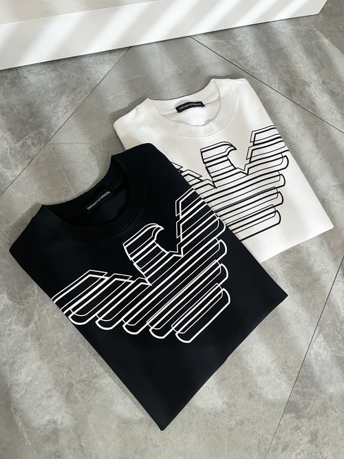 Armani Casual Short-Sleeve T-Shirt with Logo Pressing